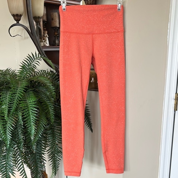Lululemon Wunder Under Train High Rise Leggings Crunch Warm Coral Workout Tights - Picture 1 of 15